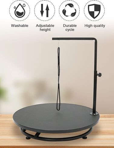 طاولة العناية بالحيوانات الأليفة مقاس 24 بوصة من Kalolary مع حلقة، طاولة دوارة 360 درجة للكلاب، طاولة تزيين بارتفاع قابل للتعديل للكلاب الصغيرة، محطة طاولة سبا منزلية للحيوانات الأليفة in Kuwait