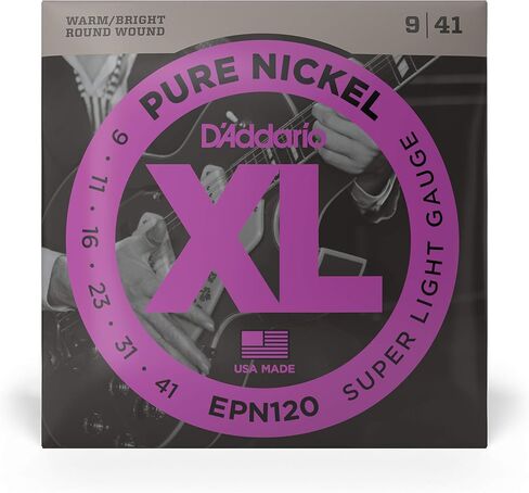 D'Addario Guitar Strings - XL Pure Nickel Electric Guitar Strings - Round Wound - Warm, Bright, Vintage Sound - EPN21 - Jazz Light, 12-51 in Saudi Arabia