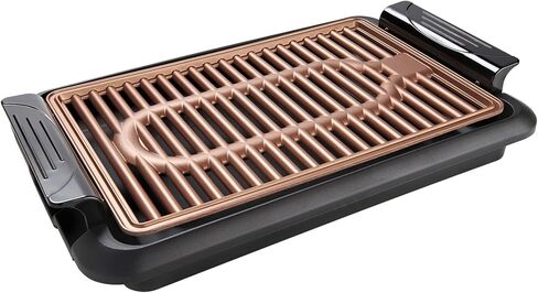 شواية بيتي كروكر الداخلية بدون دخان، سطح طهي غير لاصق مطلي بالنحاس مقاس 10 × 15 بوصة، شواية ومقلاة متعددة الوظائف in Kuwait