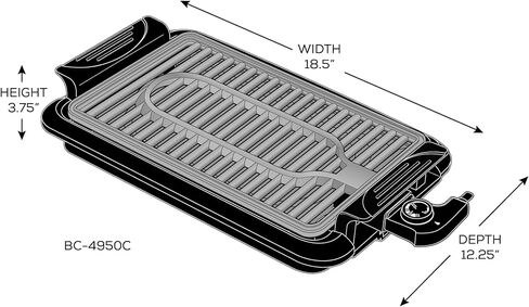 شواية بيتي كروكر الداخلية بدون دخان، سطح طهي غير لاصق مطلي بالنحاس مقاس 10 × 15 بوصة، شواية ومقلاة متعددة الوظائف in Kuwait
