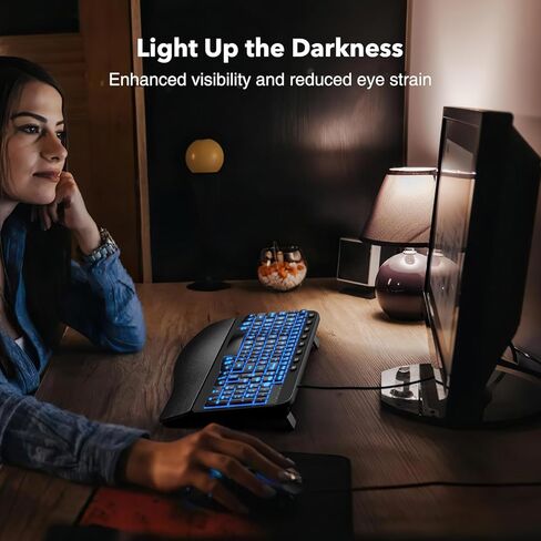 مفاتيح موجة مريحة للوحة المفاتيح مع مسند معصم مبطن، لوحات مفاتيح كمبيوتر سلكية بإضاءة خلفية USB، إضاءة خلفية بـ 7 ألوان سطوع قابل للتعديل، كتابة صامتة مريحة لأنظمة تشغيل متعددة، Windows/Mac in Kuwait