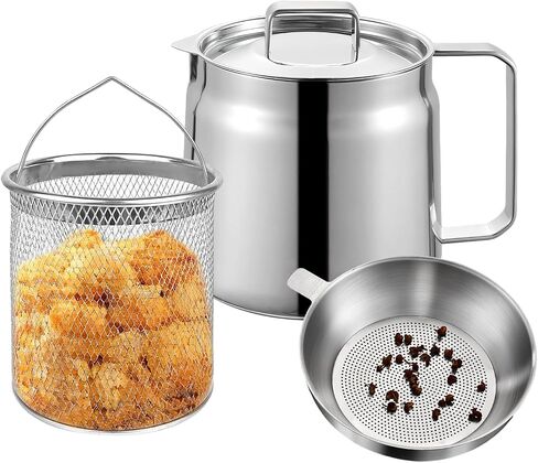 Fenteer Stainless Steel Deep Fryer Pot Frying Basket Nonstick French Fries Pot Small Deep Fryer Pot for Onion Rings Restaurant Picnic, Style A 1.5L in Saudi Arabia