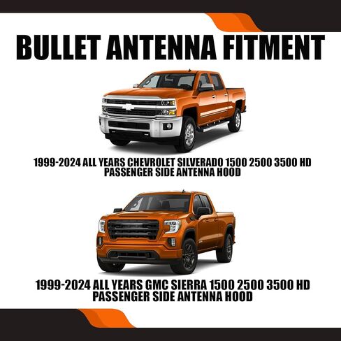 50 Cal Short Antenna for 1999-2024 Chevy Chevrolet Silverado 1500 2500 3500, 1999-2024 GMC Sierra 1500 2500 3500, Matte Black Truck Radio Antenna in Saudi Arabia