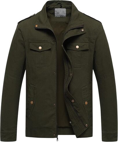 Pursky Men's Military Jacket Casual Washed Cotton Hooded Canvas Coat Fall Coat in Kuwait