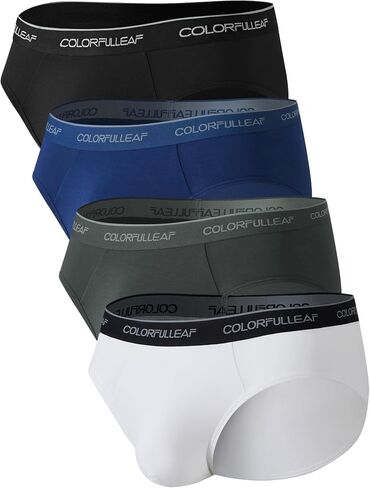 COLORFULLEAF Mens Underwear Briefs Soft Bamboo Underwear for Men Tagless Pouch Briefs with Fly 3 or 4 Pack in Kuwait