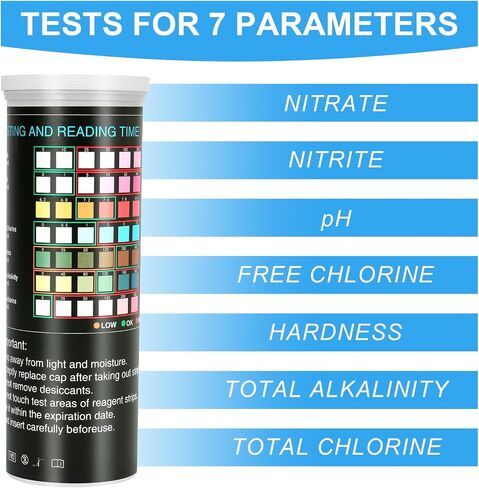 7 in 1 Aquarium Test Strips,100 Strips Aquarium Testing Kit for Freshwater Saltwater Fast & Accurate Water Testing Strips in Saudi Arabia