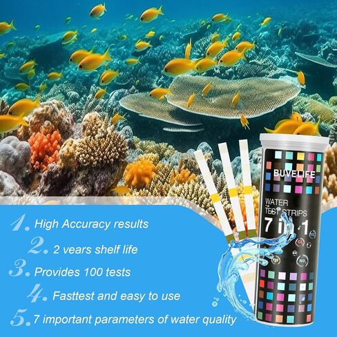 7 in 1 Aquarium Test Strips,100 Strips Aquarium Testing Kit for Freshwater Saltwater Fast & Accurate Water Testing Strips in Saudi Arabia