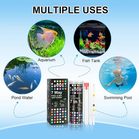 7 in 1 Aquarium Test Strips,100 Strips Aquarium Testing Kit for Freshwater Saltwater Fast & Accurate Water Testing Strips in Saudi Arabia