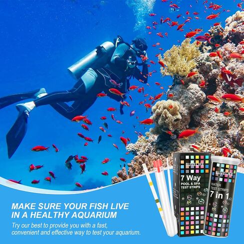 7 in 1 Aquarium Test Strips,100 Strips Aquarium Testing Kit for Freshwater Saltwater Fast & Accurate Water Testing Strips in Saudi Arabia