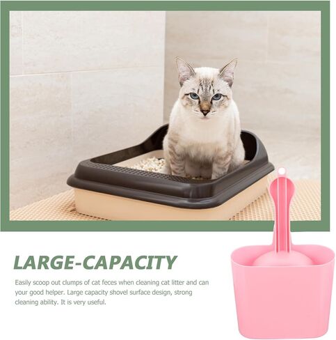 Mipcase 1 مجموعة القط القمامة مغرفة دعوى القط القمامة أداة نظيفة الحيوانات الأليفة القمامة مجرفة المحمولة الحيوانات الأليفة القمامة مجرفة البلاستيك القط صندوق القمامة الوردي رشاقته القط القمامة مغرفة حامل القط مغرفة مجرفة in Kuwait