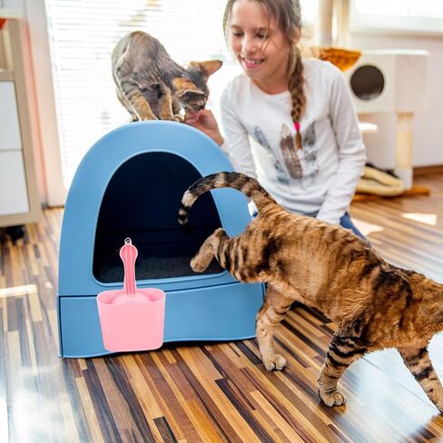 Mipcase 1 مجموعة القط القمامة مغرفة دعوى القط القمامة أداة نظيفة الحيوانات الأليفة القمامة مجرفة المحمولة الحيوانات الأليفة القمامة مجرفة البلاستيك القط صندوق القمامة الوردي رشاقته القط القمامة مغرفة حامل القط مغرفة مجرفة in Kuwait