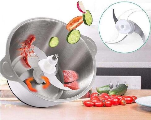 8 Cup Food Processor 8 Cup 400W, Electric Chopper & Meat Grinder, 4D Sharp Blades, 2 L Kitchen Cutter for Vegetable, Onion, Garlic, Meat, Nuts, and Baby Food Stainless Bowl in Saudi Arabia