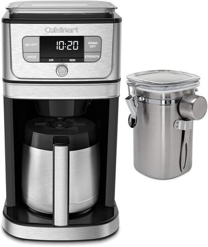 ماكينة تحضير القهوة الحرارية Cuisinart DGB850 الأوتوماتيكية بالكامل للطحن والتحضير (10 أكواب) مع حزمة علبة قهوة من الفولاذ المقاوم للصدأ (عنصران) in Saudi Arabia