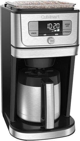 ماكينة تحضير القهوة الحرارية Cuisinart DGB850 الأوتوماتيكية بالكامل للطحن والتحضير (10 أكواب) مع حزمة علبة قهوة من الفولاذ المقاوم للصدأ (عنصران) in Saudi Arabia