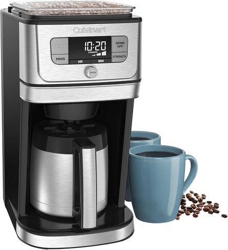 ماكينة تحضير القهوة الحرارية Cuisinart DGB850 الأوتوماتيكية بالكامل للطحن والتحضير (10 أكواب) مع حزمة علبة قهوة من الفولاذ المقاوم للصدأ (عنصران) in Saudi Arabia