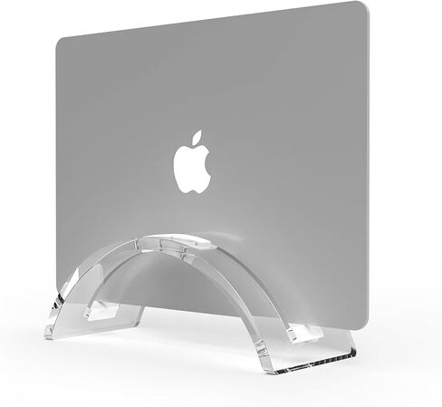 Black Acrylic Vertical Laptop Stand, Premium Transparent Desktop Notebook Dock, Space-Saving Vertical Laptop Holder for MacBook, IPAD, Book in Saudi Arabia