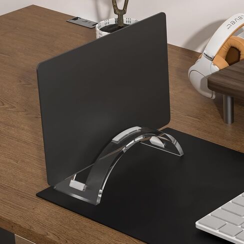 Black Acrylic Vertical Laptop Stand, Premium Transparent Desktop Notebook Dock, Space-Saving Vertical Laptop Holder for MacBook, IPAD, Book in Saudi Arabia