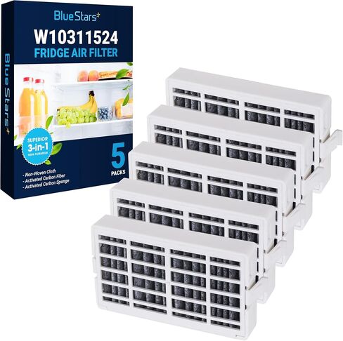 [LATEST VERSION] Ultra Durable W10311524 Refrigerator Air Filter Replacement Part by Blue Stars - Exact Fit For Whirlpool & KitchenAid Refrigerators - Replaces AIR1, W10315189, W10335147 - PACK OF 8 in Saudi Arabia