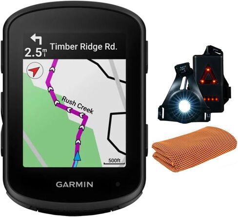 Garmin 010-02695-00 Edge 840، كمبيوتر مدمج لركوب الدراجات بنظام تحديد المواقع العالمي (GPS)، حزمة الجهاز فقط مع منشفة رياضية تبريد للتمرين وأساسيات ديكو، ضوء أمان أمامي وخلفي يمكن ارتداؤه in Saudi Arabia