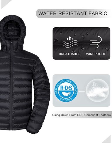 Men's Down Jacket Hooded Packable Down Puffer Jacket Lightweight Water-Resistant Insulated Down Jacket in Saudi Arabia