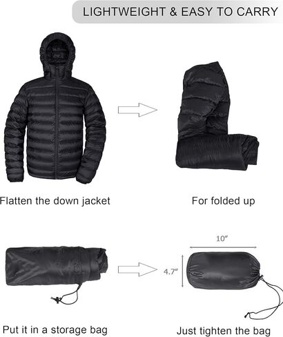 Men's Down Jacket Hooded Packable Down Puffer Jacket Lightweight Water-Resistant Insulated Down Jacket in Saudi Arabia