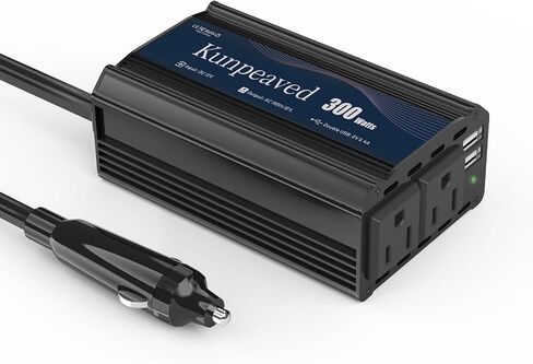 محول طاقة 150 واط تيار مستمر 12 فولت إلى 110 فولت محول شاحن سيارة مع منافذ USB مزدوجة ومنافذ تيار متردد لأجهزة الكمبيوتر المحمولة ذات ضاغط الهواء، وملحقات رحلات الطريق (أحمر) in Saudi Arabia