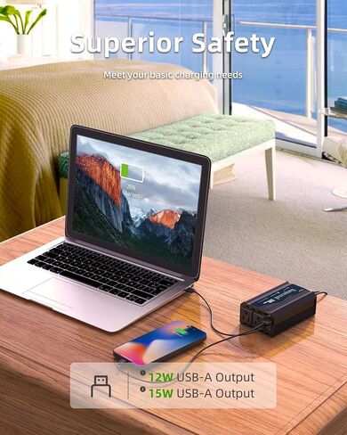محول طاقة 150 واط تيار مستمر 12 فولت إلى 110 فولت محول شاحن سيارة مع منافذ USB مزدوجة ومنافذ تيار متردد لأجهزة الكمبيوتر المحمولة ذات ضاغط الهواء، وملحقات رحلات الطريق (أحمر) in Saudi Arabia