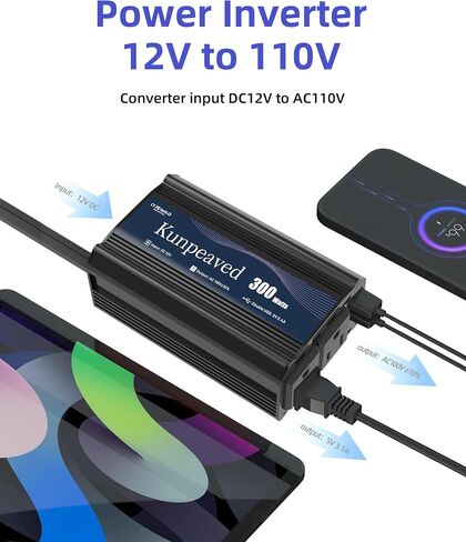 محول طاقة 150 واط تيار مستمر 12 فولت إلى 110 فولت محول شاحن سيارة مع منافذ USB مزدوجة ومنافذ تيار متردد لأجهزة الكمبيوتر المحمولة ذات ضاغط الهواء، وملحقات رحلات الطريق (أحمر) in Saudi Arabia