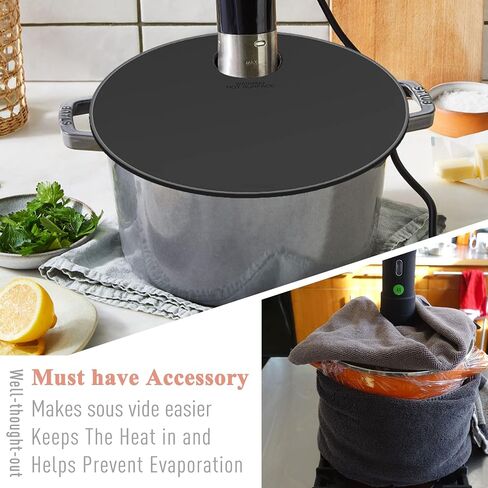 Sous Vide Lid for Precision Cooking - Fits Anova Culinary Sous Vide Precision Cooker, Sous Vide Silicone Lid Fits for Standard 10 1/2" Pot - Helps to lessen evaporation Great for long term cooking in Saudi Arabia
