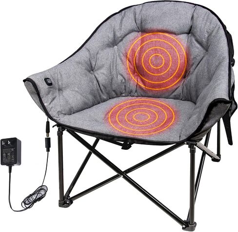 NUOLAN Premium Heated Camping Chair with Charger – Fast Heating, Safety Timer, and Ultra-Comfort Padding No Battery Included(701-T1) in Saudi Arabia