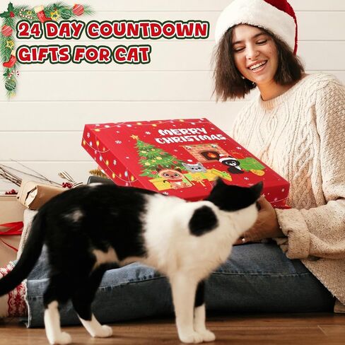 Cat Advent Calendar 2024, 24 Days Christmas Countdown Calendar for Kitten Assorted Cat Toys Interactive Wand Mice Santa Claus Ball Bells Catnip Toy Xmas Gifts for Kitten Cat Lovers in Saudi Arabia