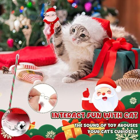 Cat Advent Calendar 2024, 24 Days Christmas Countdown Calendar for Kitten Assorted Cat Toys Interactive Wand Mice Santa Claus Ball Bells Catnip Toy Xmas Gifts for Kitten Cat Lovers in Saudi Arabia