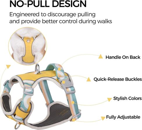 Dog Harness No Pull Easy Walk with Handle Emotional Support Service Dog Vest for Small Medium Large Dogs, Pink, L in Saudi Arabia