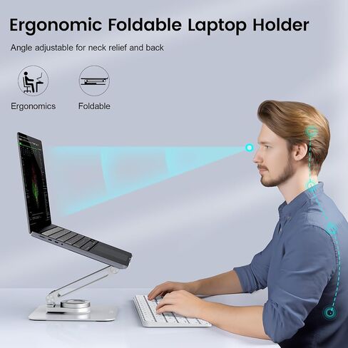 acer Adjustable Laptop Stand for Desk, Laptop Riser with 360 Rotating Base, Ergonomic Foldable Computer Holder Compatible with MacBook Pro Air, Tablet, All Notebooks 10-16 inch in Kuwait