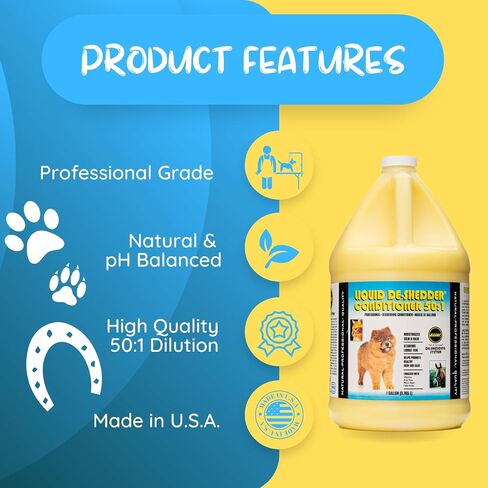 Kelco by Laube Deshedding Conditioner - Deshedder and Moisturizer for Soft Healthy Coats - Natural, Hypoallergenic, Biodegradable Formula for Grooming Dogs, Cats and Pets (50:1 Concentrated, 1 Gallon) in Saudi Arabia