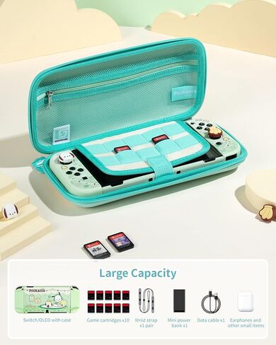 حقيبة حمل رفيعة من Kuitmor متوافقة مع Nintendo Switch/Switch OLED، غطاء واقٍ صلب لحقيبة السفر تناسب وحدة التحكم وملحقات Switch - Candy Party in Kuwait