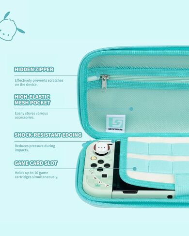 حقيبة حمل رفيعة من Kuitmor متوافقة مع Nintendo Switch/Switch OLED، غطاء واقٍ صلب لحقيبة السفر تناسب وحدة التحكم وملحقات Switch - Candy Party in Kuwait