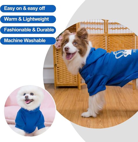 EXPAWLORER Prince Dog Hoodie للأولاد - سترة بغطاء رأس للكلاب مع فتحة للمقود، ملابس للكلاب للطقس البارد، سويت شيرت مع جيب، ملابس دافئة للحيوانات الأليفة، معاطف شتوية للكلاب XS-XXL in Kuwait