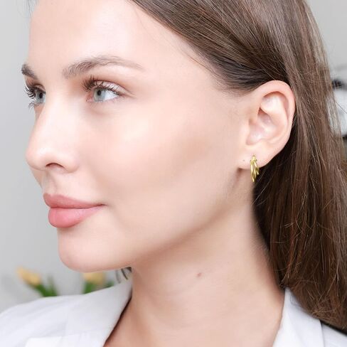 Hoops & Loops 925 Sterling Silver Double Circle Round-Tube Polished Click-Top Hoop Earrings for Women and Teen Girls, 15mm in Kuwait