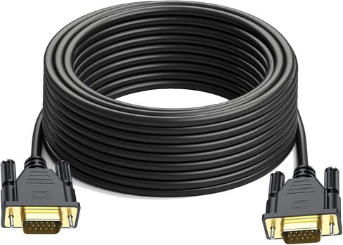 كابل VGA طويل 25FT، كابل VGA إلى VGA 1080P كابل شاشة كمبيوتر عالي الدقة مع 15 دبوس 24k مطلي بالذهب ذكر إلى سلك ذكر للكمبيوتر المحمول وجهاز عرض التلفزيون. in Kuwait