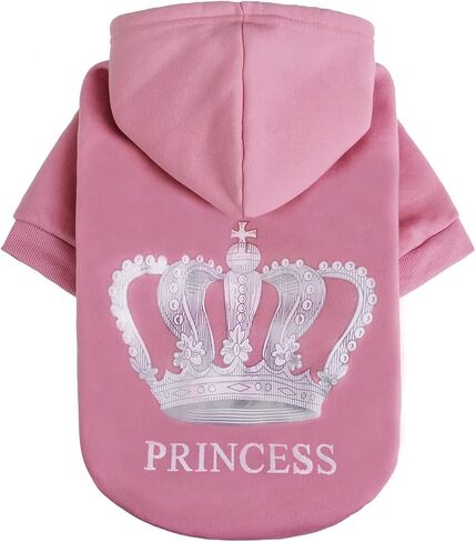 EXPAWLORER Prince Dog Hoodie للأولاد - سترة بغطاء رأس للكلاب مع فتحة للمقود، ملابس للكلاب للطقس البارد، سويت شيرت مع جيب، ملابس دافئة للحيوانات الأليفة، معاطف شتوية للكلاب XS-XXL in Kuwait