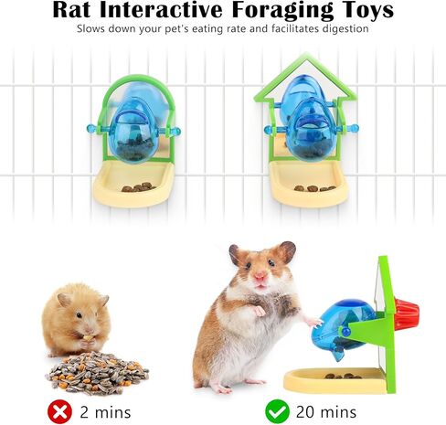 Hamster Toys for Hiding Rat Food,2 Pack Guinea Pig Enrichment Toys,Treat Dispensing Slow Feeder for Chinchilla,Small Animal Foraging Toys for Pet Rats,Hamster Supplies and Rat Cage Accessories in Saudi Arabia