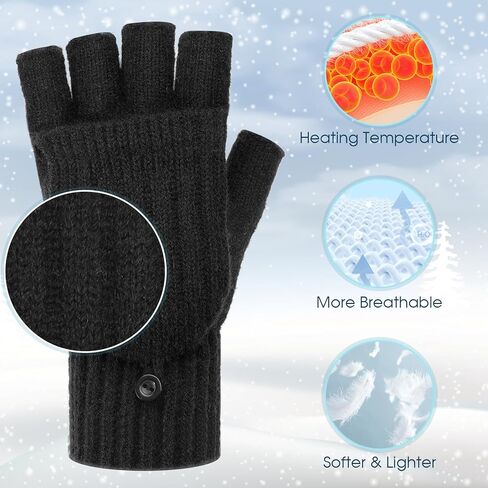 قفازات USB ساخنة للرجال والنساء، قفازات تدفئة شتوية دافئة لتدفئة اليدين بالكامل ونصف درجة حرارة قابلة للتعديل، قفازات كهربائية بدون أصابع قابلة للغسل وقفازات شاشة لمس للكمبيوتر المحمول in Kuwait