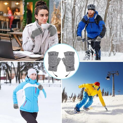 قفازات USB ساخنة للرجال والنساء، قفازات تدفئة شتوية دافئة لتدفئة اليدين بالكامل ونصف درجة حرارة قابلة للتعديل، قفازات كهربائية بدون أصابع قابلة للغسل وقفازات شاشة لمس للكمبيوتر المحمول in Kuwait