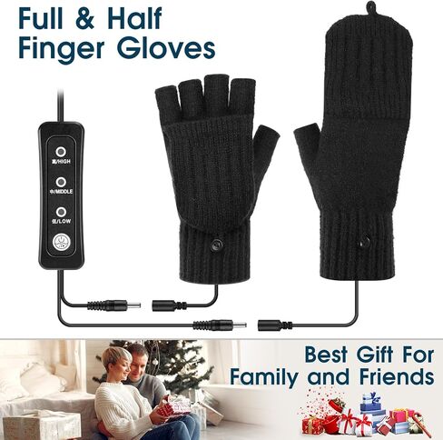 قفازات USB ساخنة للرجال والنساء، قفازات تدفئة شتوية دافئة لتدفئة اليدين بالكامل ونصف درجة حرارة قابلة للتعديل، قفازات كهربائية بدون أصابع قابلة للغسل وقفازات شاشة لمس للكمبيوتر المحمول in Kuwait