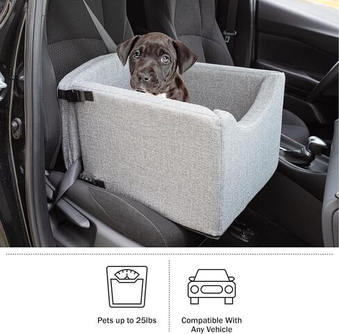 مقعد سيارة للكلاب - مقعد معزز للكلاب الصغيرة والقطط يصل وزنها إلى 25 رطلاً - مقعد سيارة للحيوانات الأليفة قابل للغسل للمقعد الأمامي أو الخلفي مع حبل أمان من بيت ميكر in Kuwait