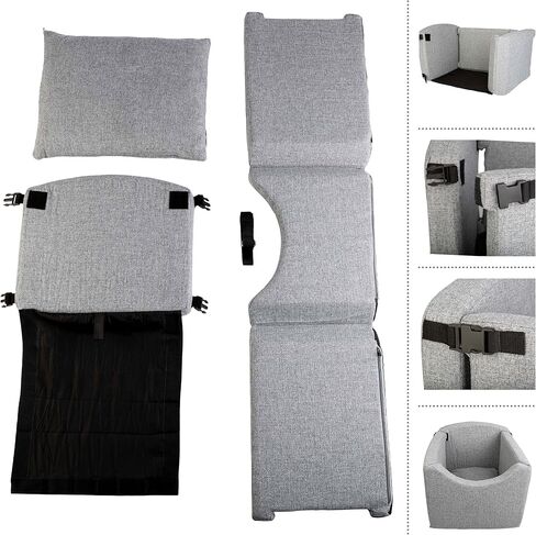 مقعد سيارة للكلاب - مقعد معزز للكلاب الصغيرة والقطط يصل وزنها إلى 25 رطلاً - مقعد سيارة للحيوانات الأليفة قابل للغسل للمقعد الأمامي أو الخلفي مع حبل أمان من بيت ميكر in Kuwait