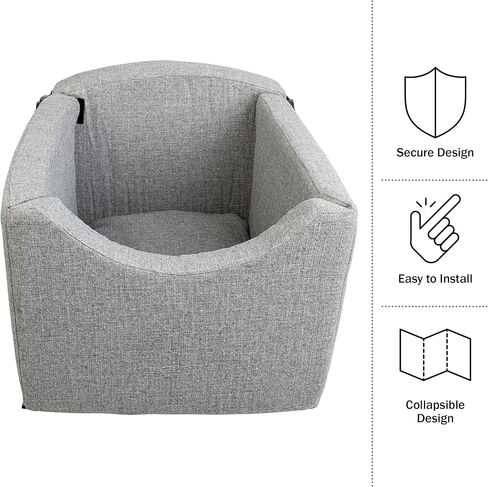 مقعد سيارة للكلاب - مقعد معزز للكلاب الصغيرة والقطط يصل وزنها إلى 25 رطلاً - مقعد سيارة للحيوانات الأليفة قابل للغسل للمقعد الأمامي أو الخلفي مع حبل أمان من بيت ميكر in Kuwait