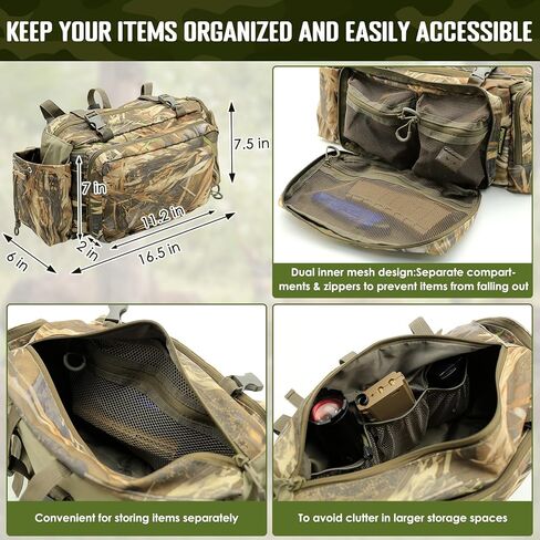 حقيبة تخزين أمامية من PUNCHMAN Treestands، حزمة صيد مموهة مقاومة للماء معلقة على حوامل الأشجار - جيوب متعددة للصيد من أجل إكسسوارات صيد الغزلان للرجال، تعمل مع تسلق الأشجار أو حوامل السلم in Kuwait