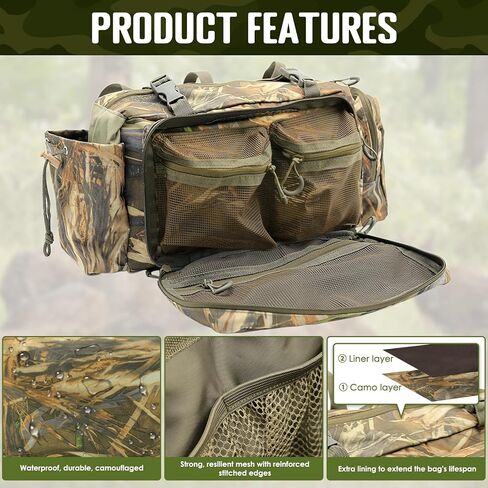 حقيبة تخزين أمامية من PUNCHMAN Treestands، حزمة صيد مموهة مقاومة للماء معلقة على حوامل الأشجار - جيوب متعددة للصيد من أجل إكسسوارات صيد الغزلان للرجال، تعمل مع تسلق الأشجار أو حوامل السلم in Kuwait